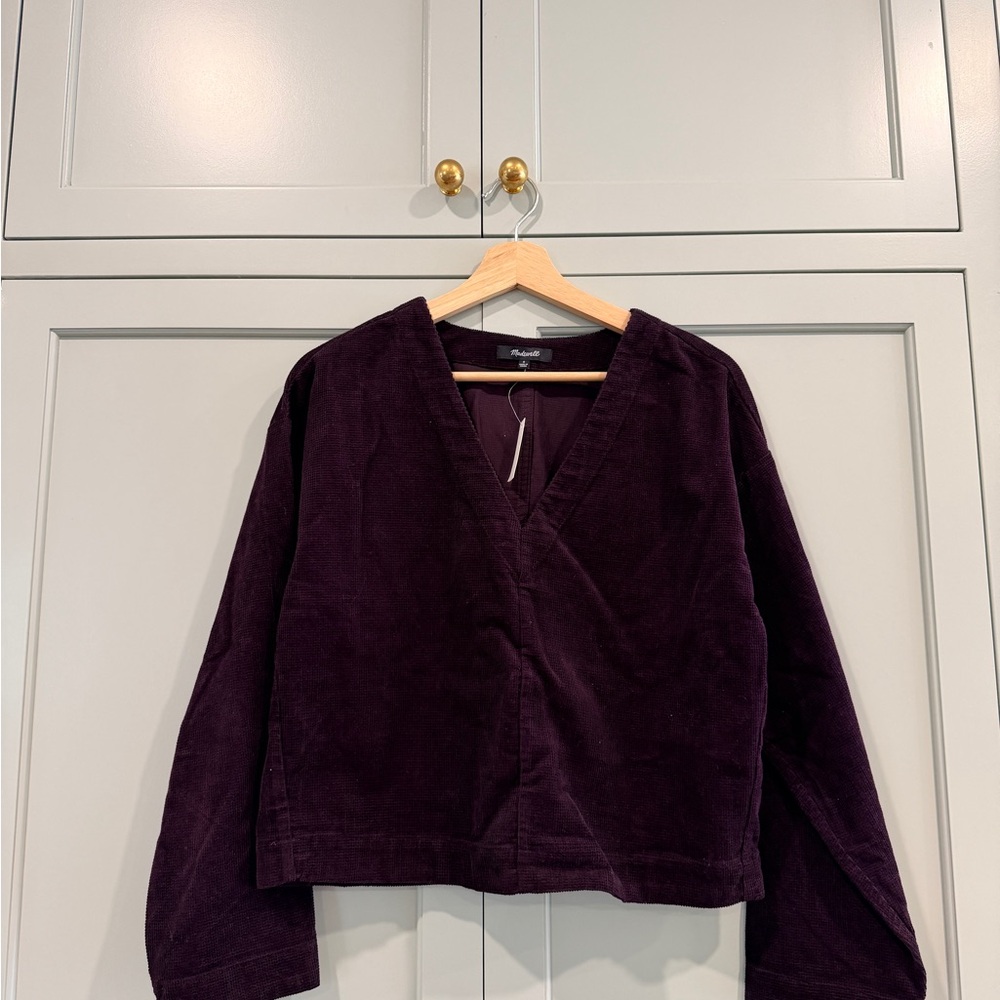 Madewell Deep Purple V-Neck Corduroy Blouse